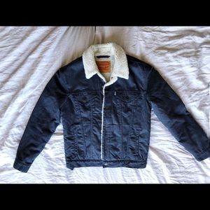 Levi Fur Lined Jacket — Navy Blue